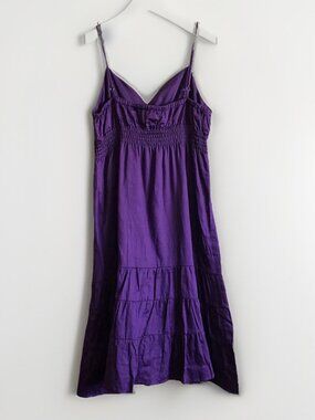 Sam & Max Purple Dress Size Large Spaghetti Strap Smocked Waist Flowy Midi